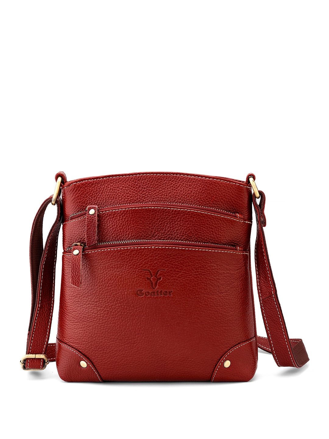 

Goatter Leather Structured Sling Bag, Red