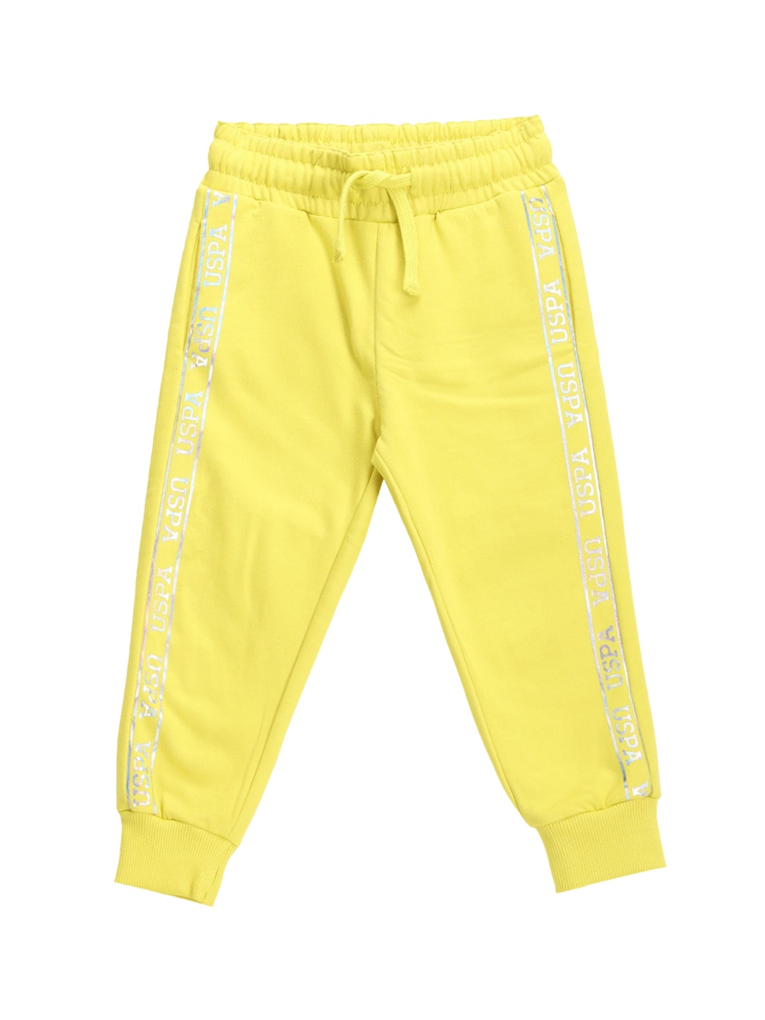 

U.S. Polo Assn. Kids Girls Mid-Rise Pure Cotton Joggers, Yellow