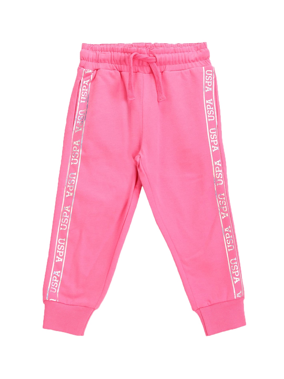 

U.S. Polo Assn. Kids Girls Pure Cotton Joggers, Pink