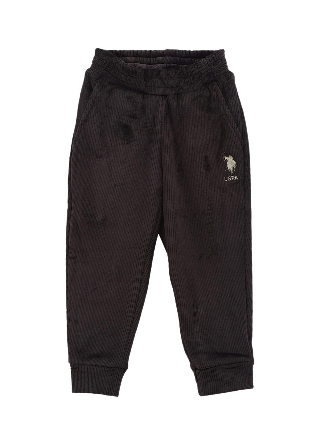 

U.S. Polo Assn. Kids Boys Textured Mid Rise Joggers, Black