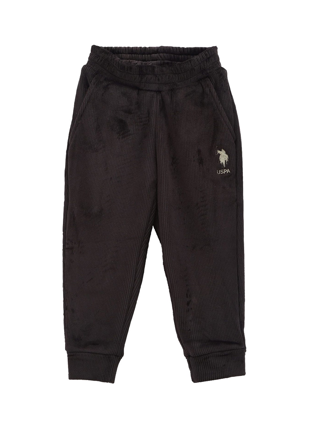 

U.S. Polo Assn. Kids Boys Textured Mid Rise Joggerss, Black