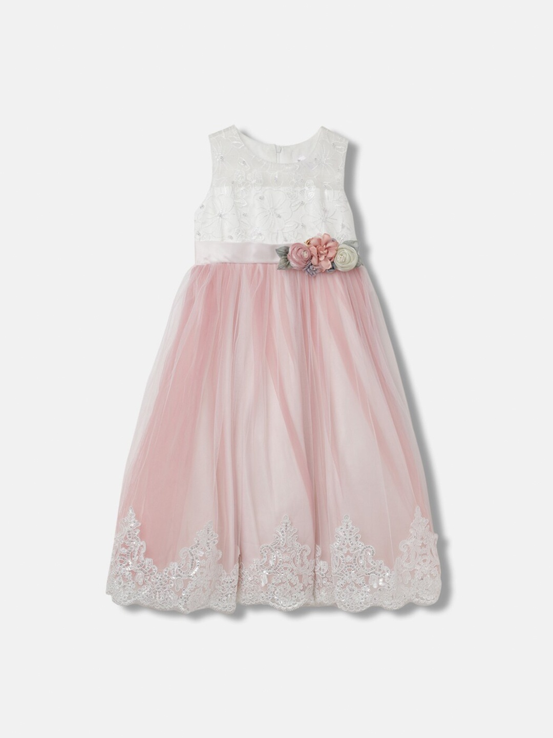 

Blue Giraffe Girls Embellished Bow Detail Sleeveless Net Fit & Flare Dress, Pink