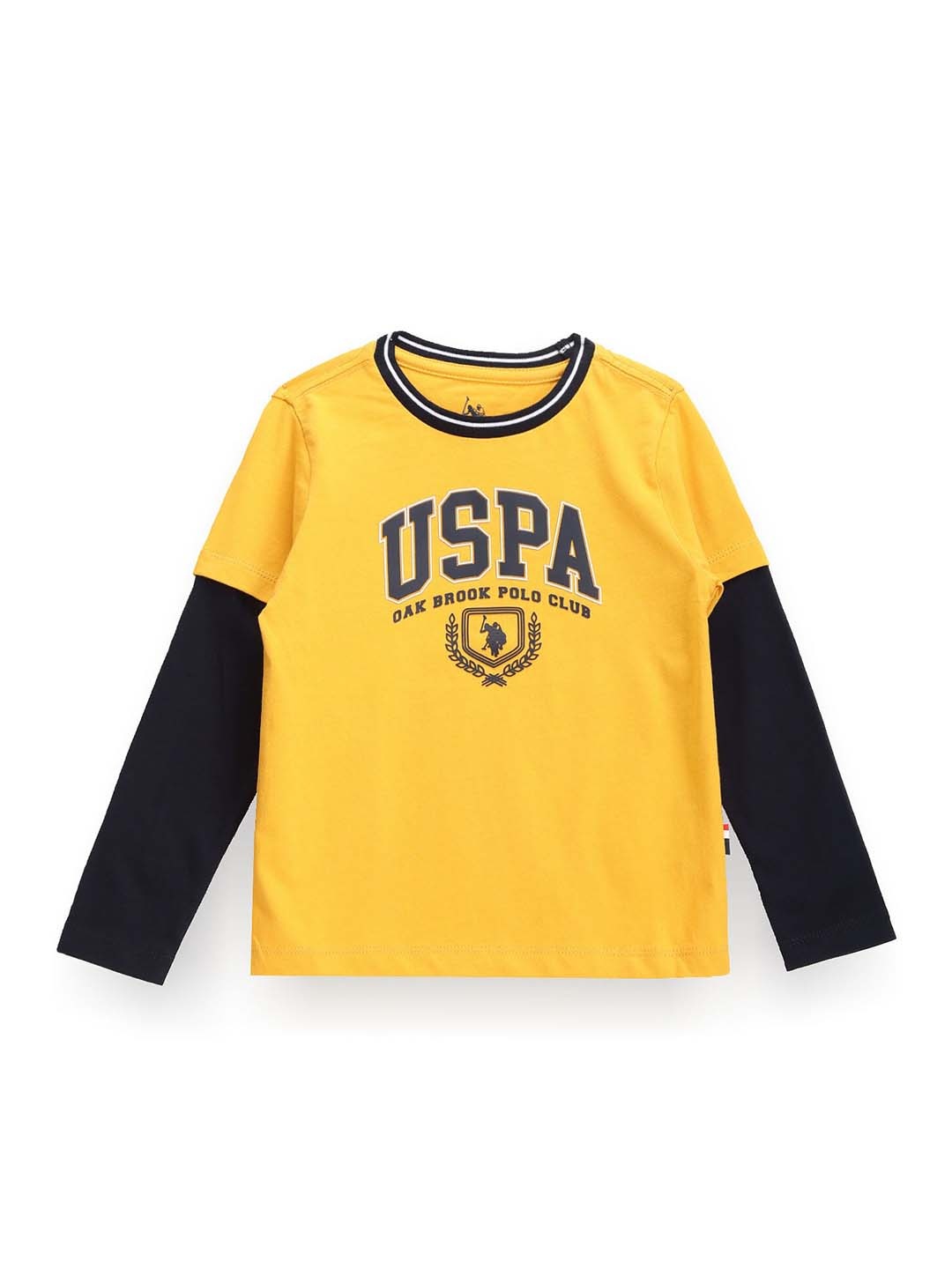 

U.S. Polo Assn. Kids Boys Typography Printed Pure Cotton T-shirt, Yellow
