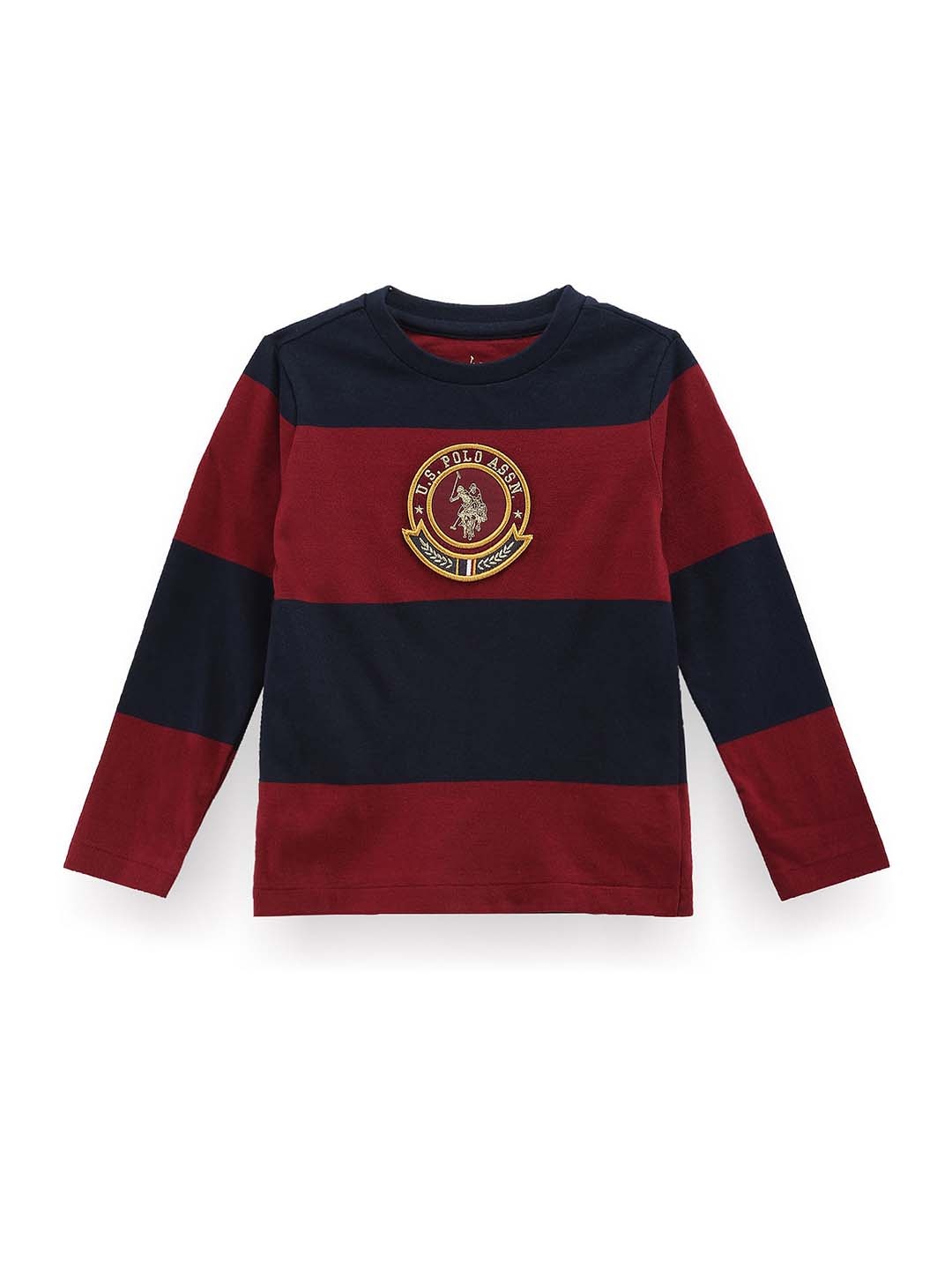 

U.S. Polo Assn. Kids Boys Horizontal Striped Pure Cotton T-shirt, Red