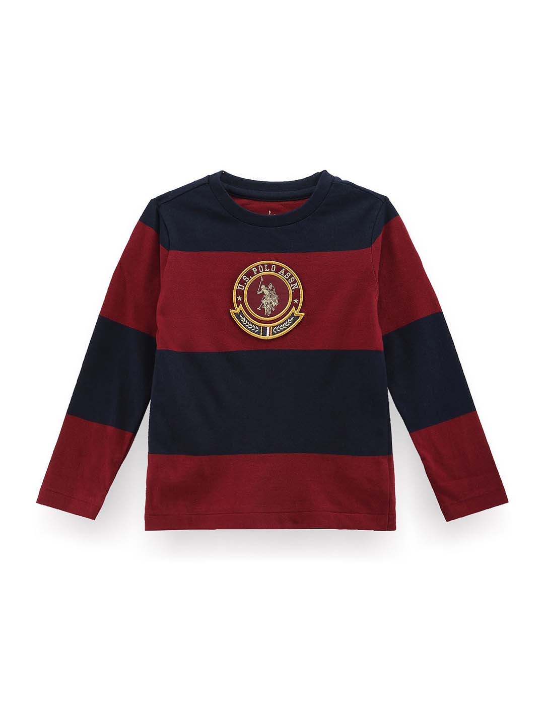 

U.S. Polo Assn. Kids Boys Horizontal Striped Pure Cotton T-shirt, Red