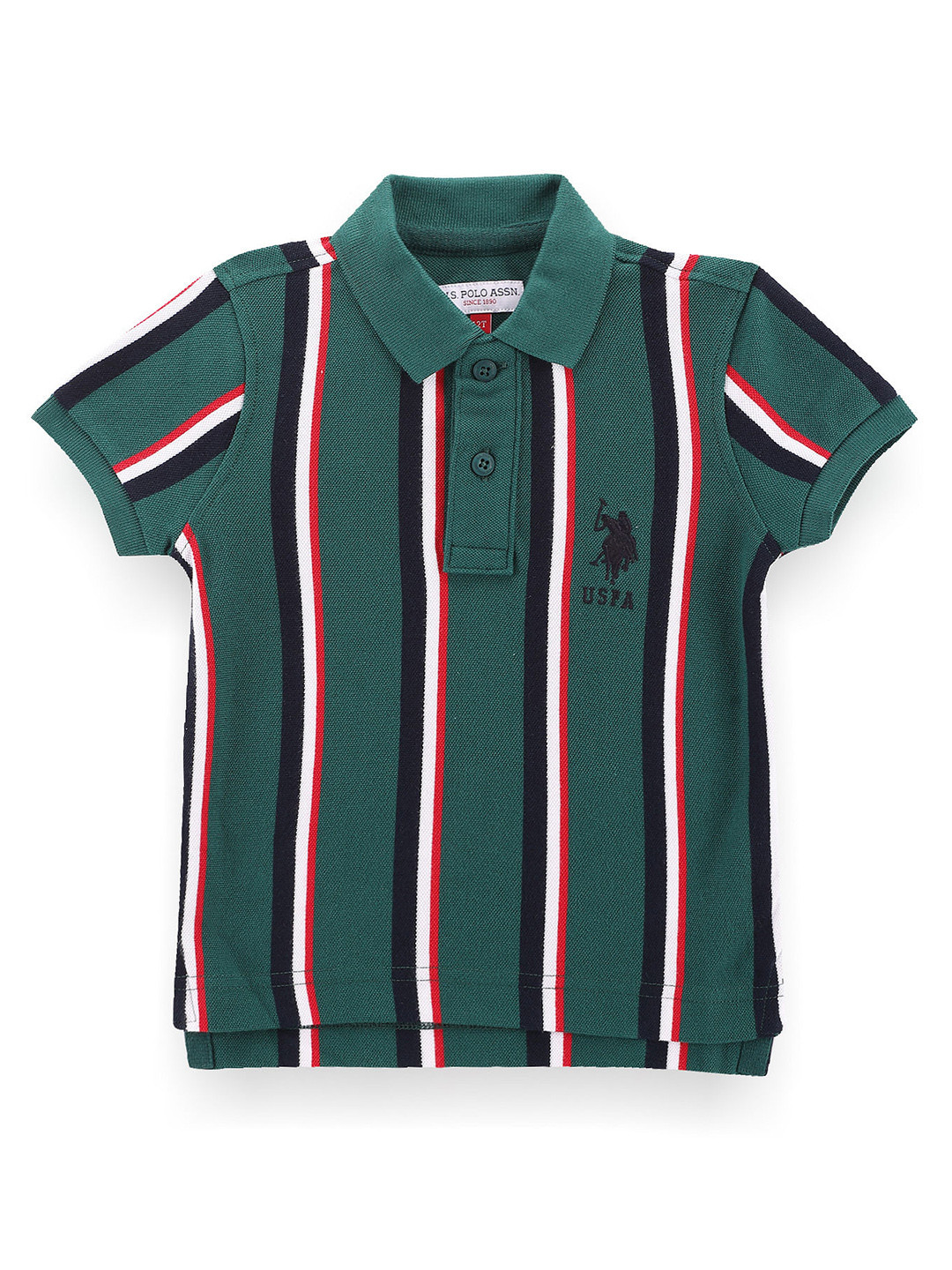 

U.S. Polo Assn. Kids Boys Striped Polo Collar T-shirt, Green