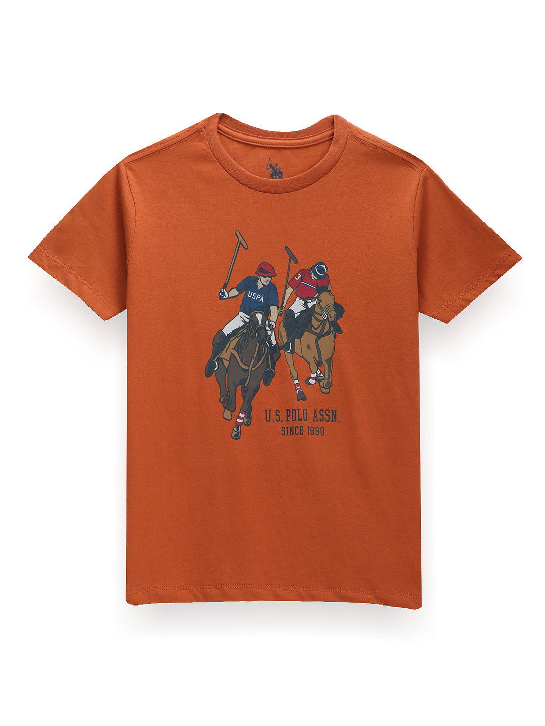 

U.S. Polo Assn. Kids Boys Brand Logo Printed Pure Cotton T-shirt, Brown