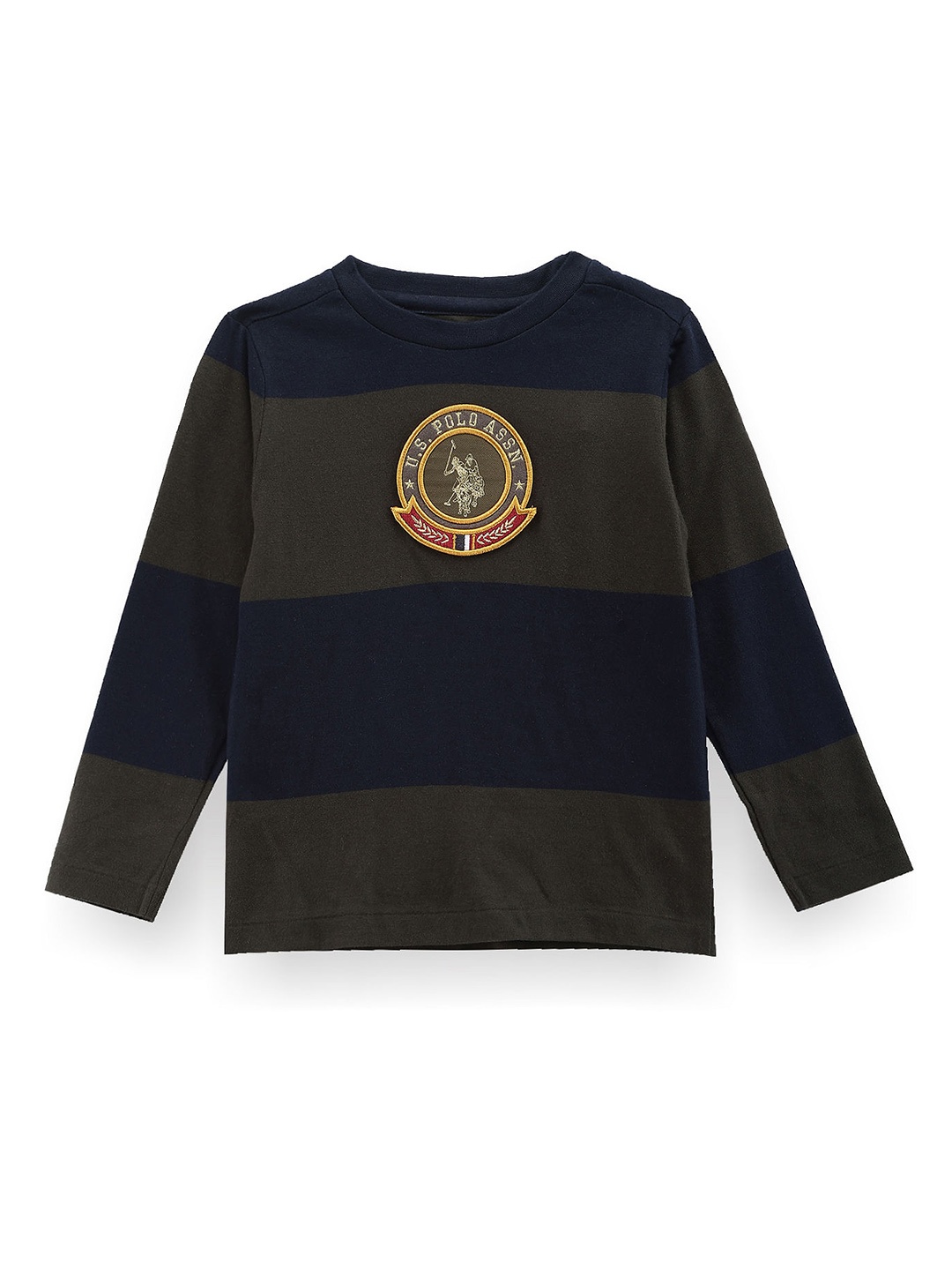 

U.S. Polo Assn. Kids Boys Colourblocked Pure Cotton T-shirt, Olive