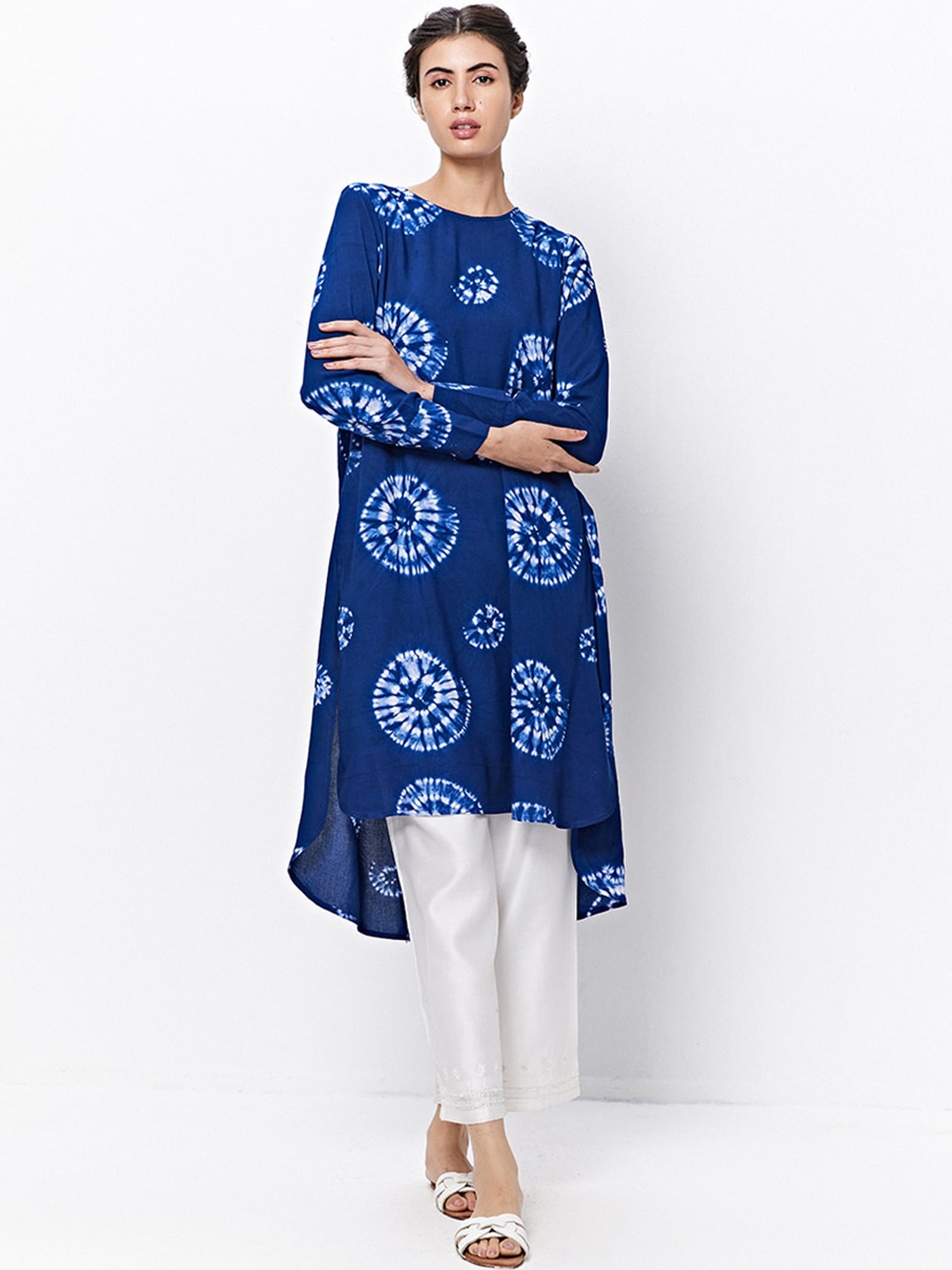 

Ancestry Tie & Dye A-Line Kurta, Blue