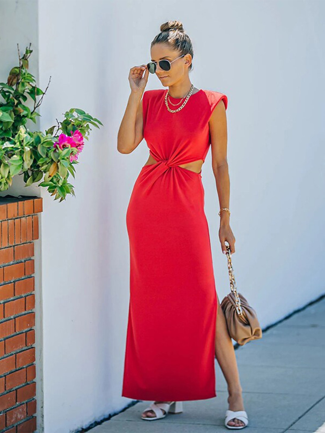 

StyleCast Red Sleeveless Cut Out Maxi Dress