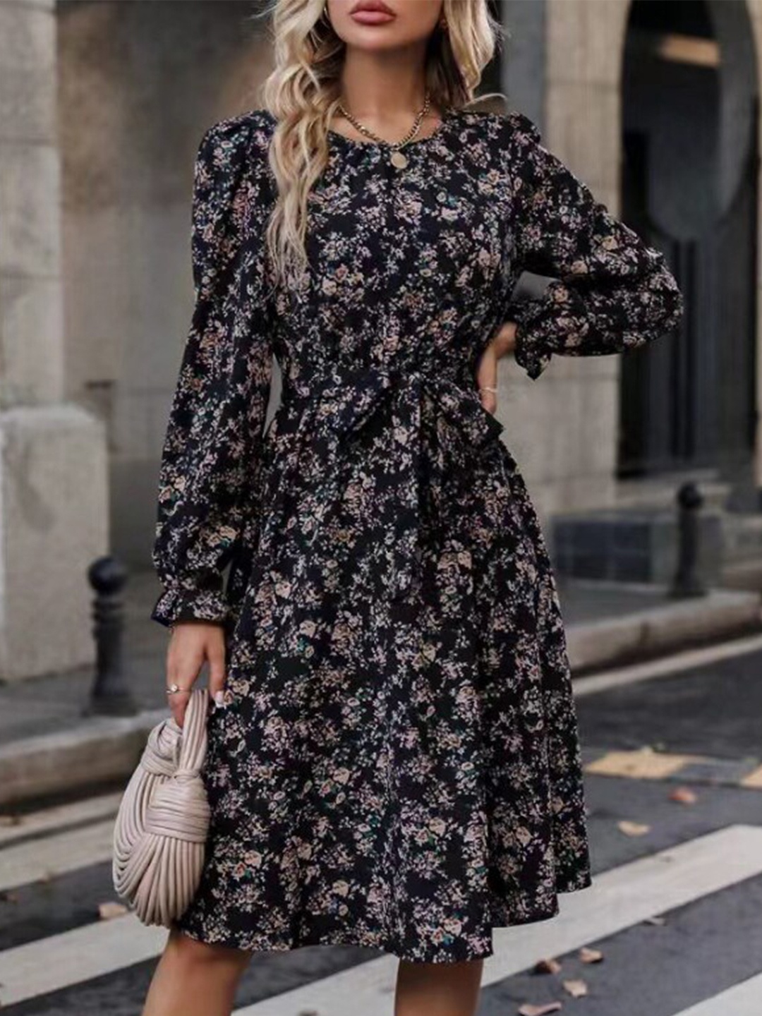 

StyleCast Black Floral Printed Fit & Flare Dress