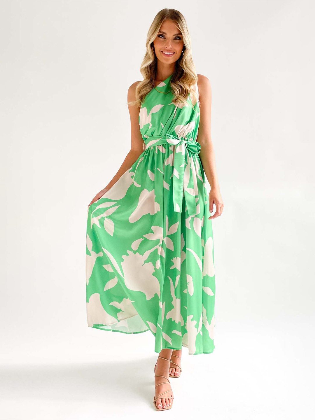 

StyleCast Green Floral Printed One Shoulder Maxi Dress