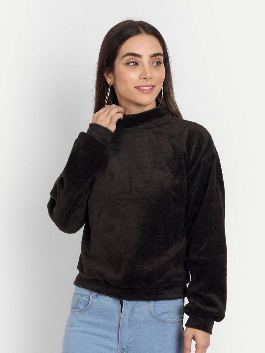 

COLOR CAPITAL Mock Neck Pullover Sweatshirts, Black