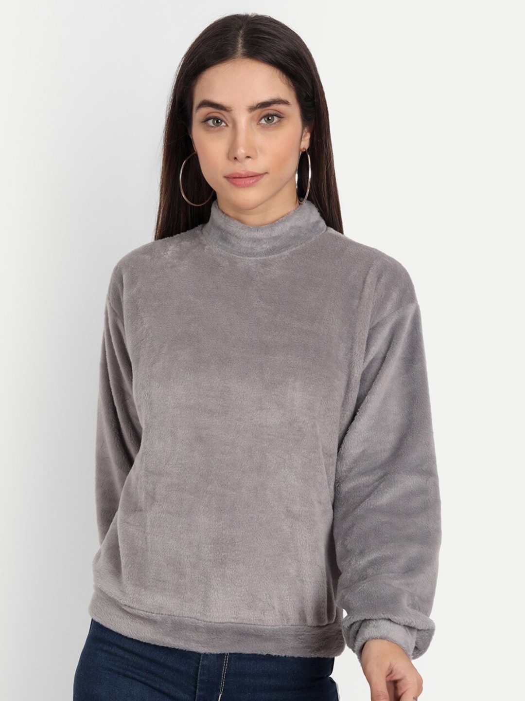

COLOR CAPITAL Mock Neck Pullover Sweatshirts, Grey