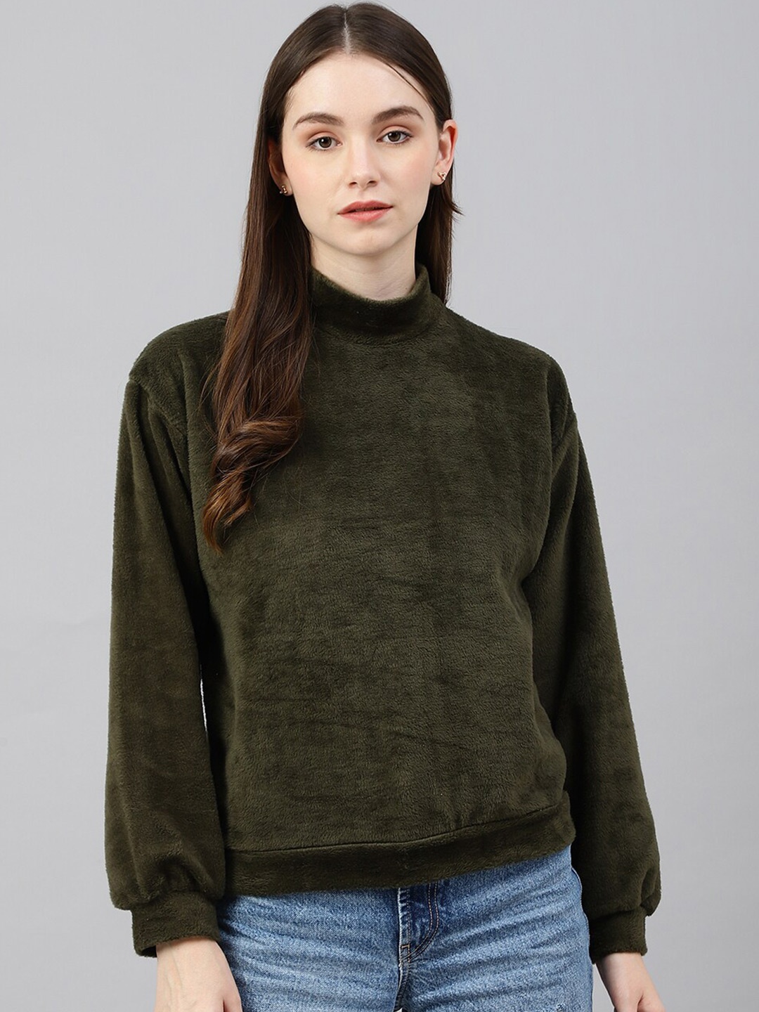 

COLOR CAPITAL Mock Neck Pullover Sweatshirts, Olive