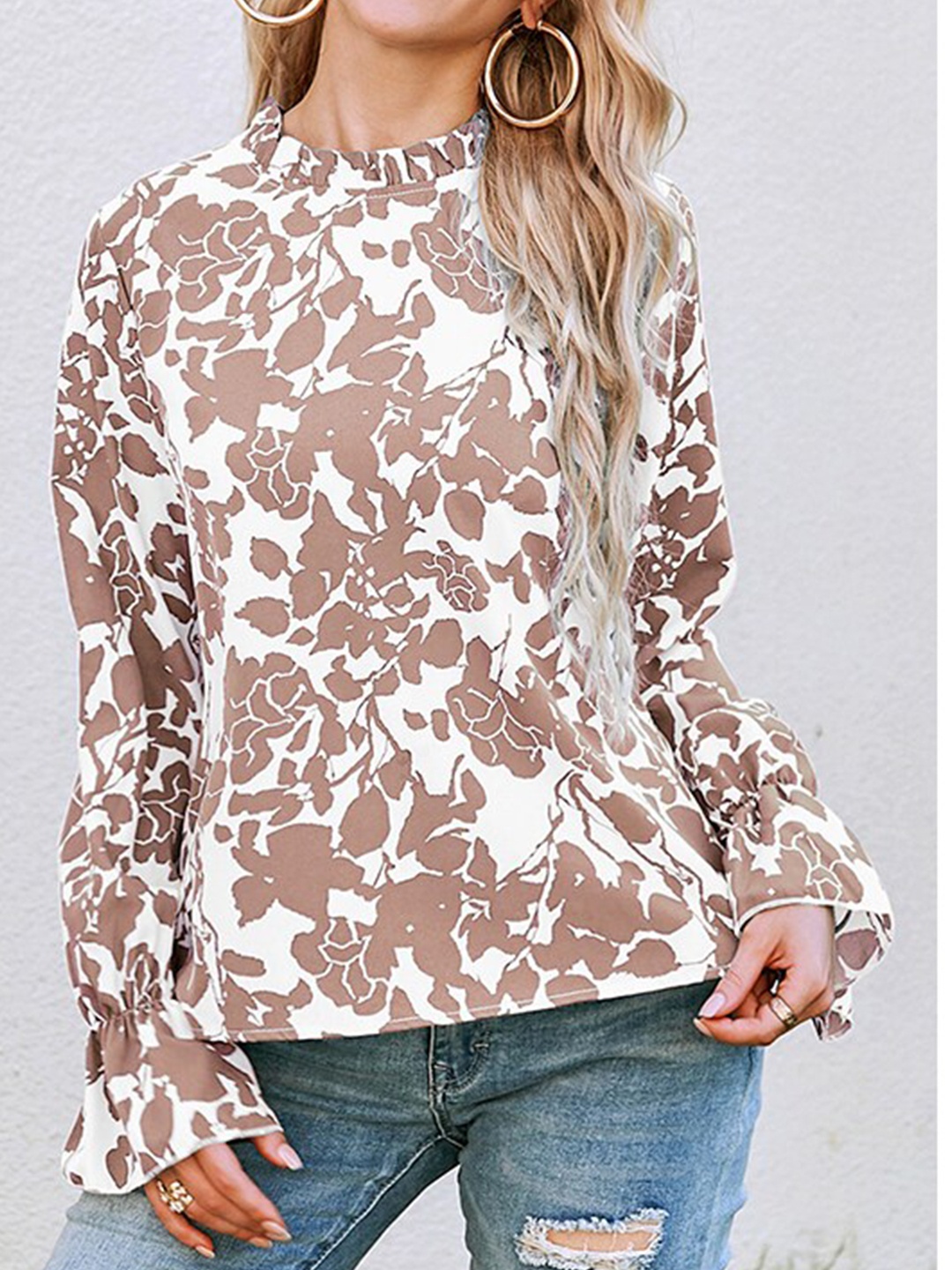 

StyleCast Khaki Floral Printed Top