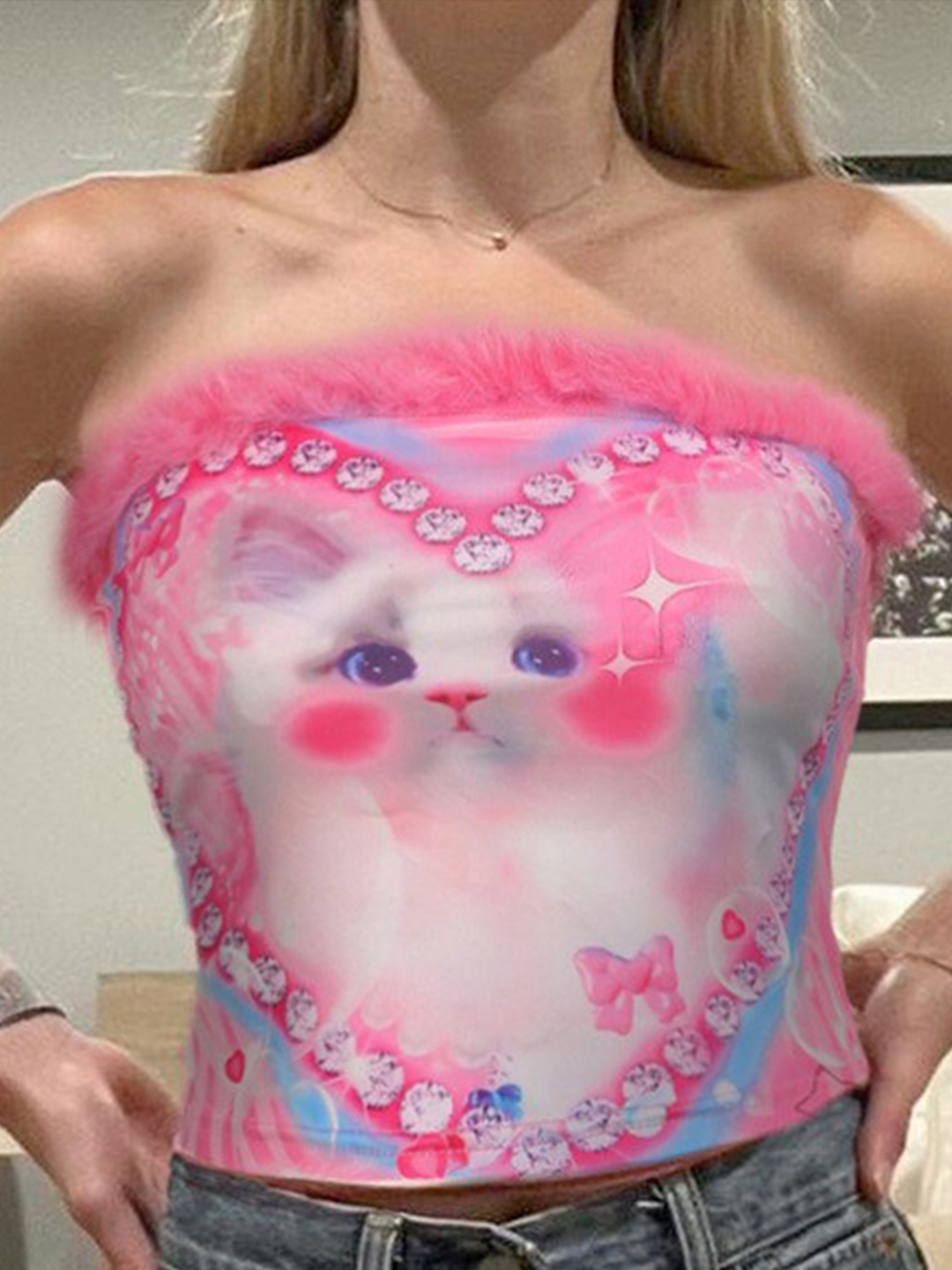 

StyleCast Pink Graphic Printed Tube Top