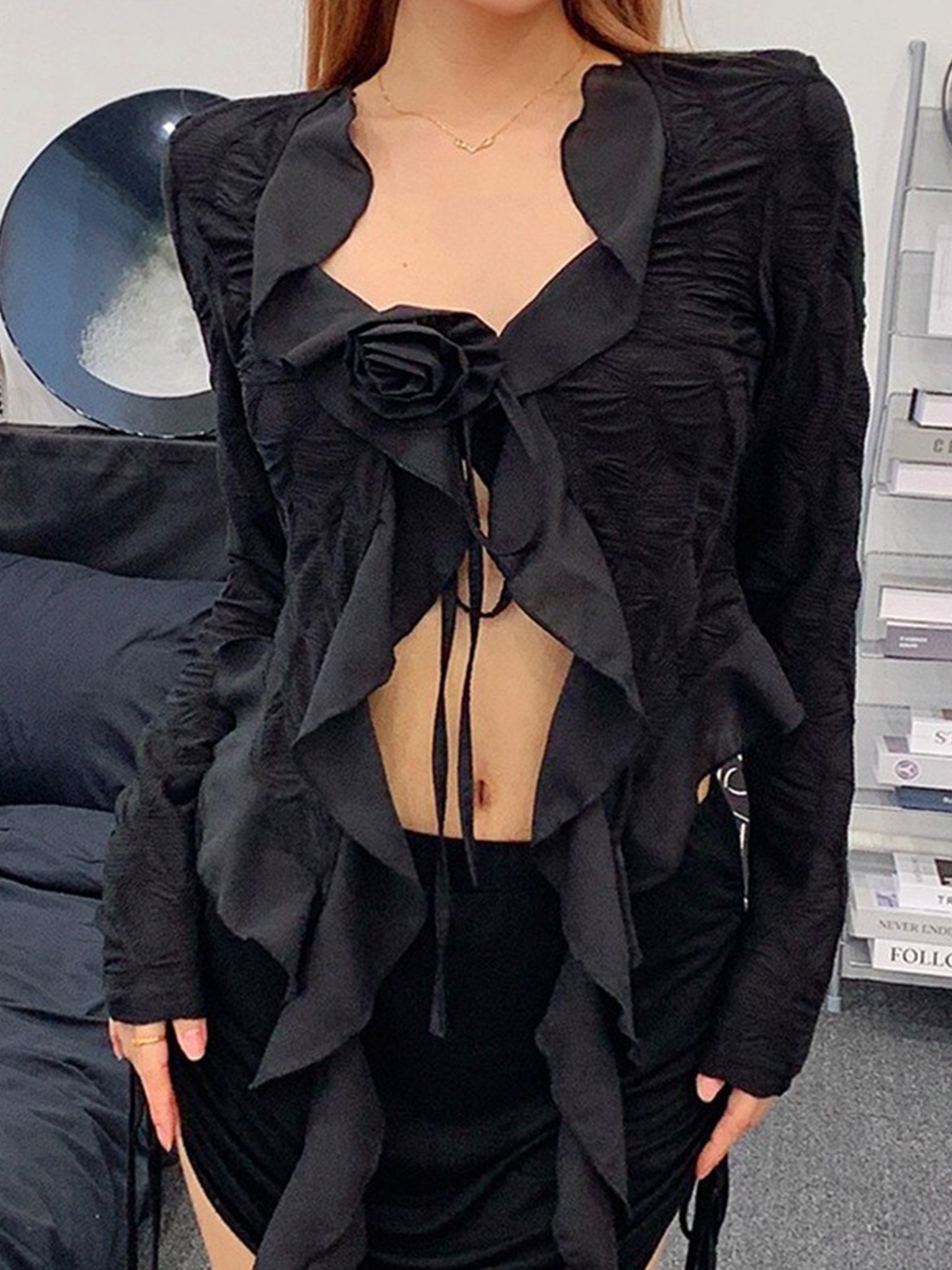 

StyleCast Black Wrap Crop Top