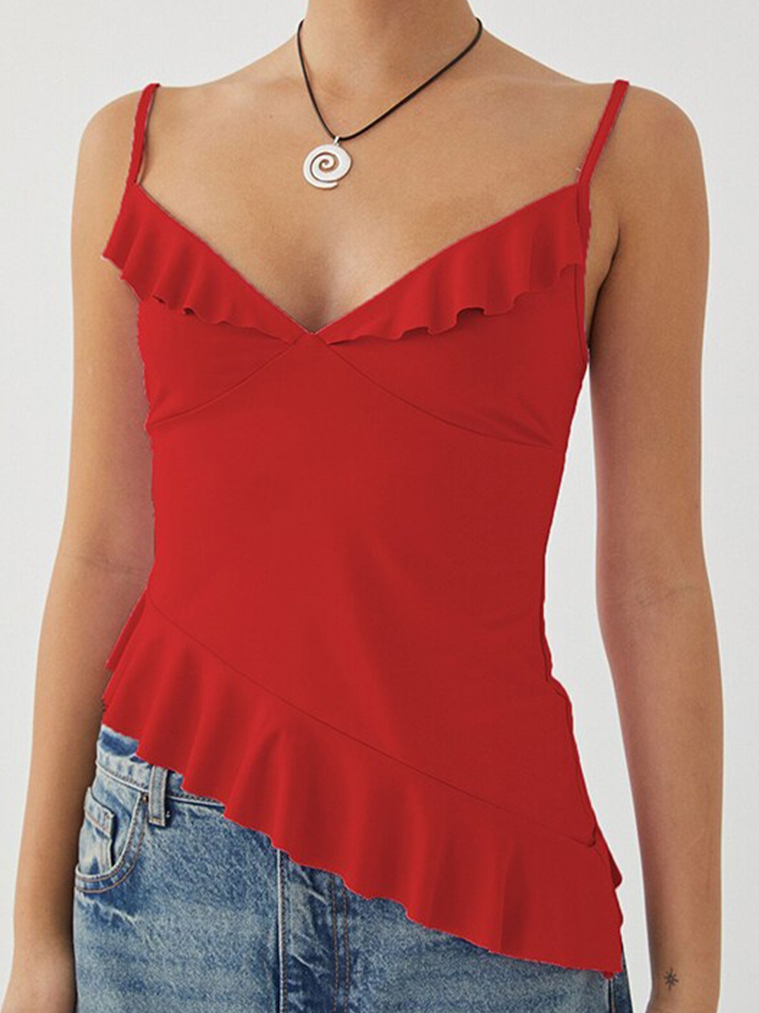 

StyleCast Ruffles Georgette Top, Red
