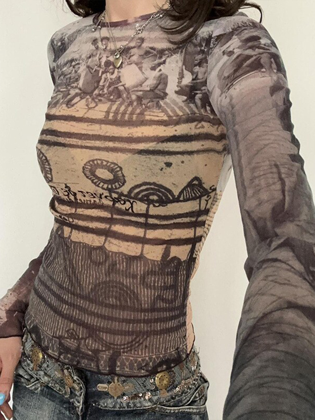 

StyleCast Brown Graphic Printed Top