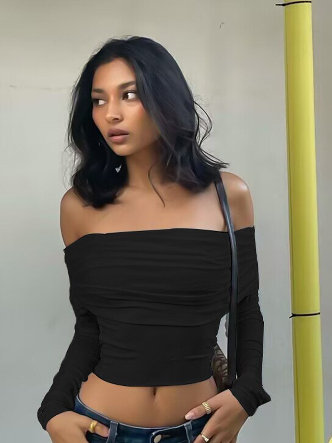 

StyleCast Black Off Shoulder Tube Crop Top