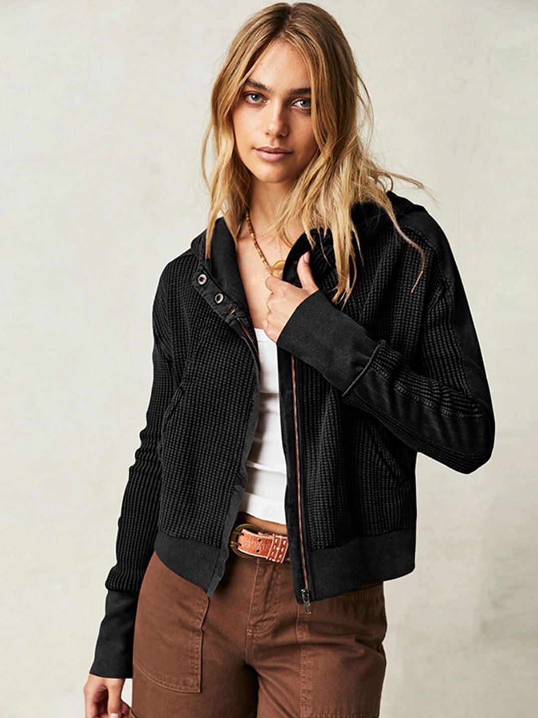 

StyleCast Black Checked Hooded Tailored Jacket