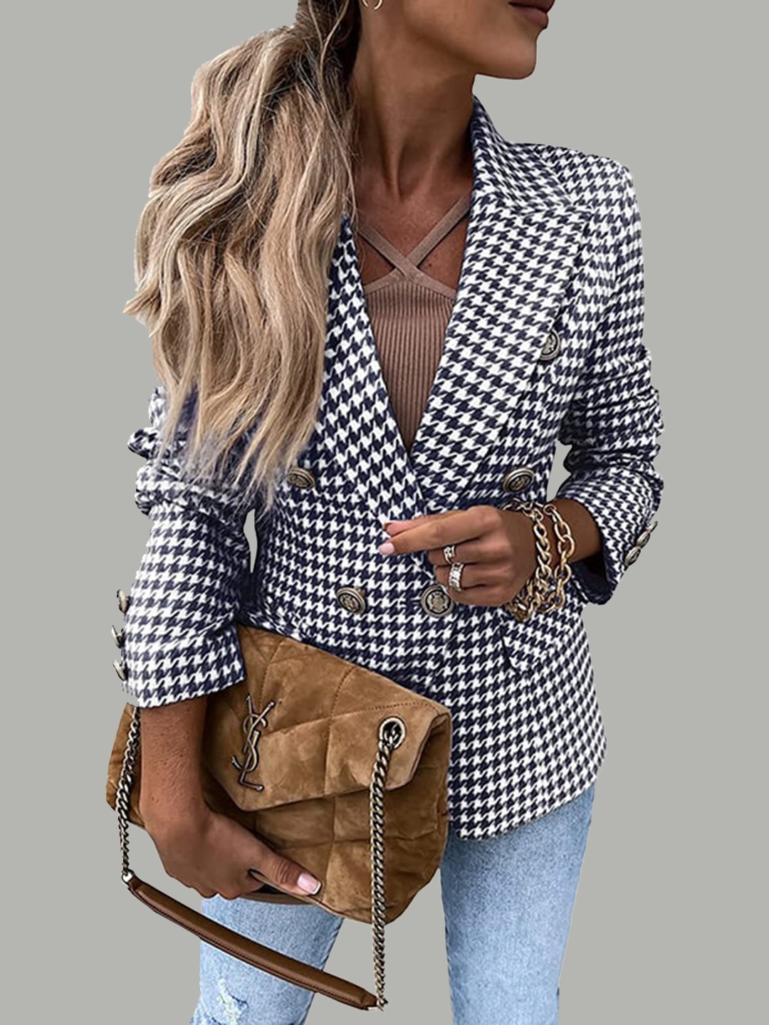 

StyleCast Navy Blue & White Geometric Printed Longline Tailored Jacket