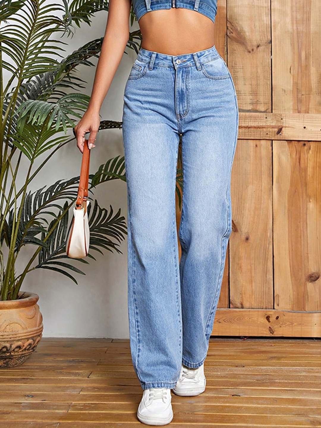 

StyleCast Women Blue Wide Leg Mid-Rise Heavy Fade Jeans