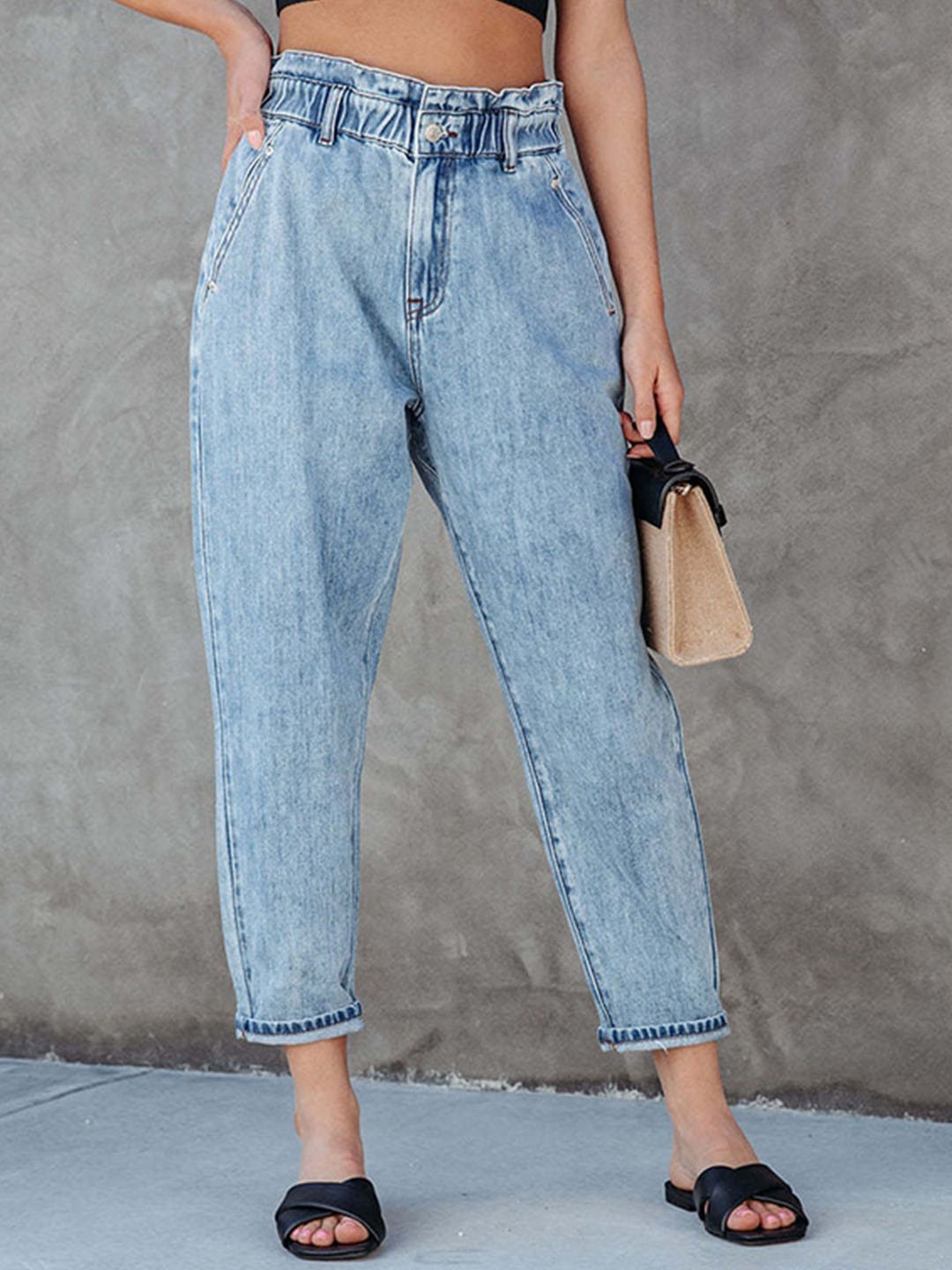 

StyleCast Women Straight Fit Mid Rise Clean Look Cotton Jeans, Blue