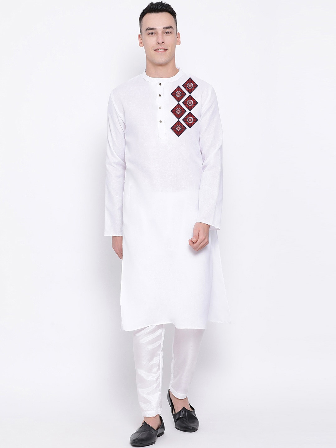 

DEVOILER Ethnic Motif Printed Straight Kurta, White