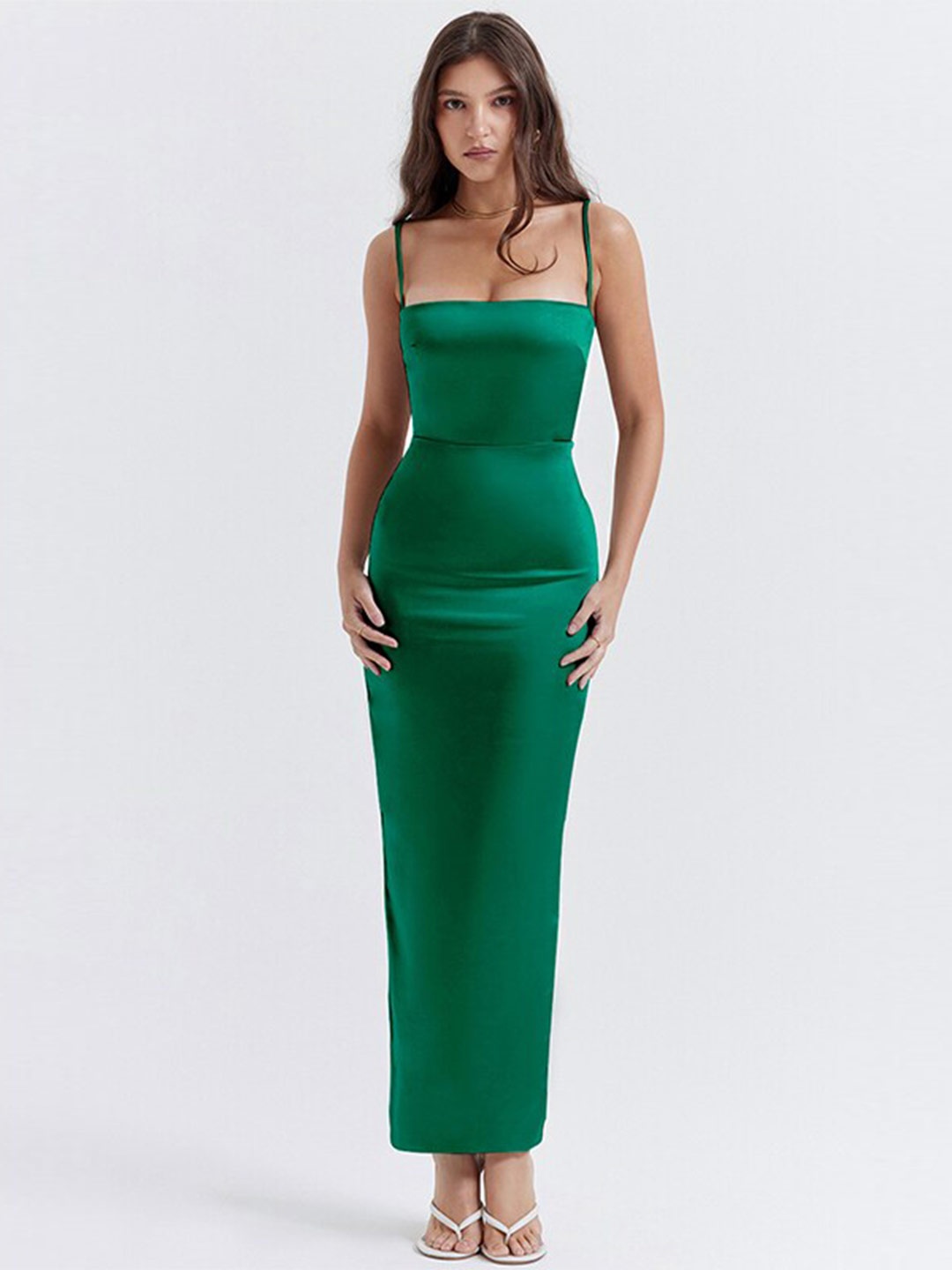 

StyleCast Green Shoulder Strap Bodycon Maxi Dress