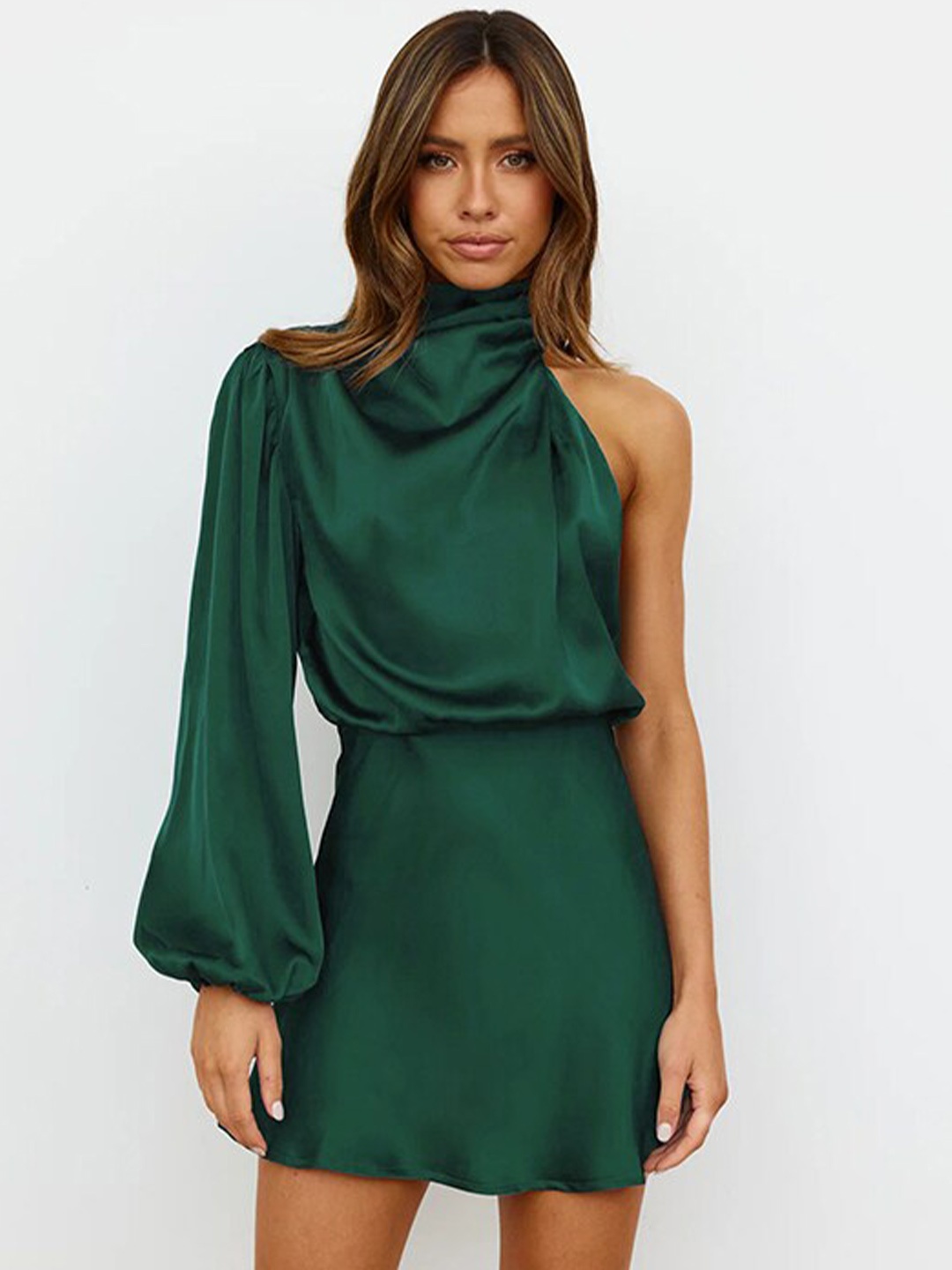 

StyleCast Green Puff Sleeve A-Line Mini Dress