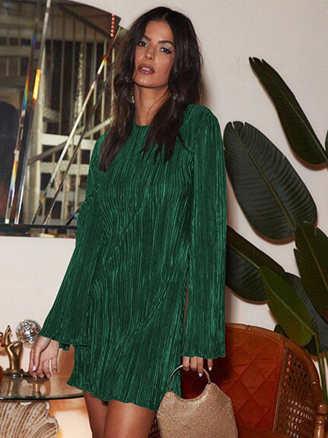 

StyleCast Green Round Neck Sheath Dress