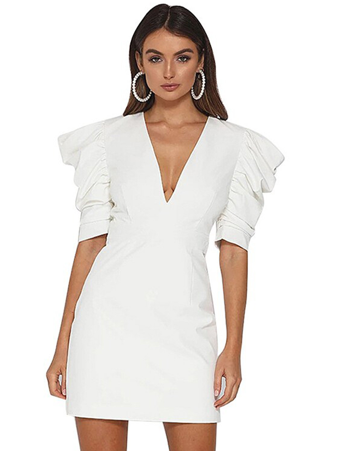 

StyleCast V-Neck Puff Sleeves Sheath Dress, White