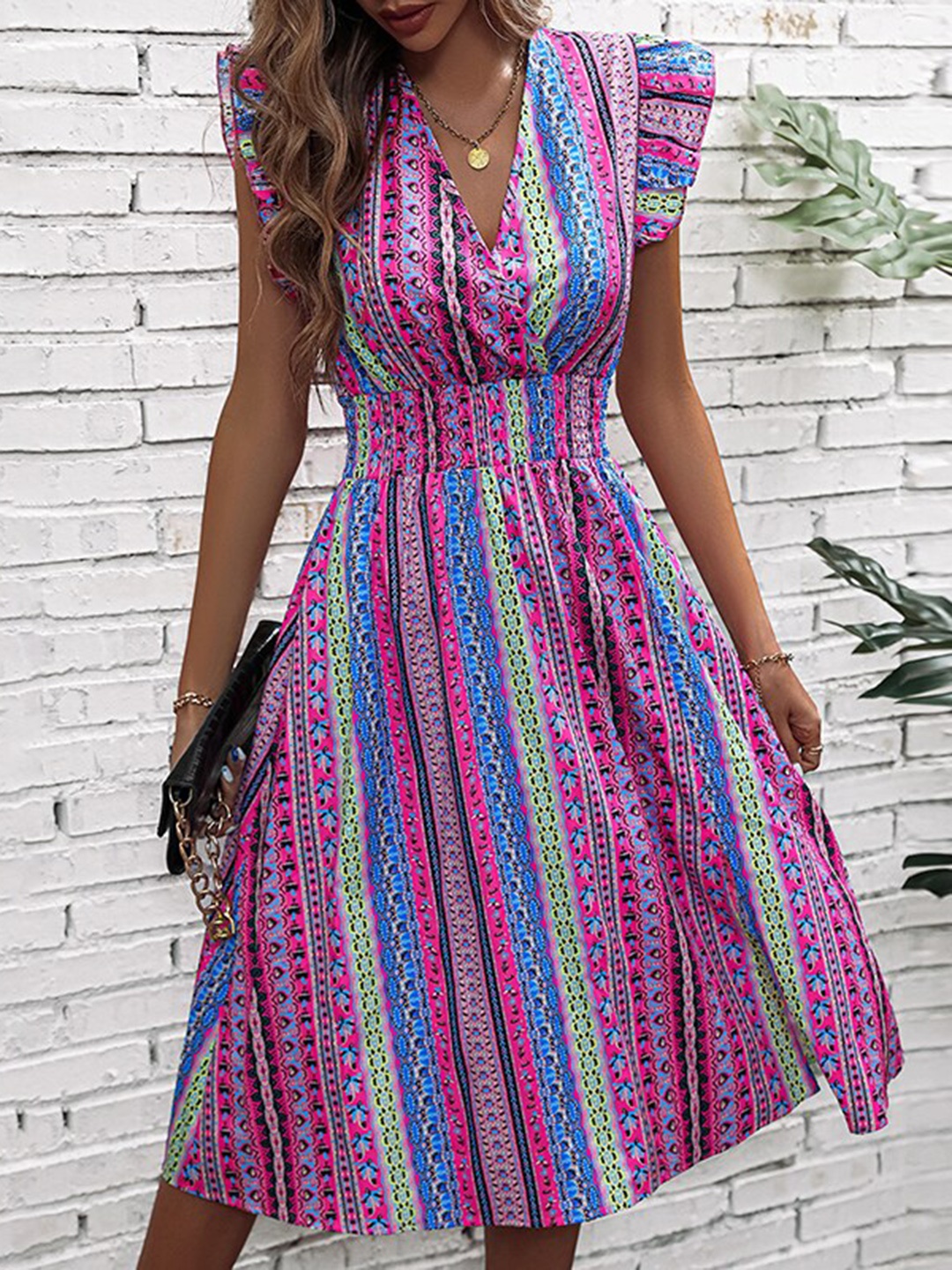 

StyleCast Pink Bohemian Printed Fit & Flare Dress