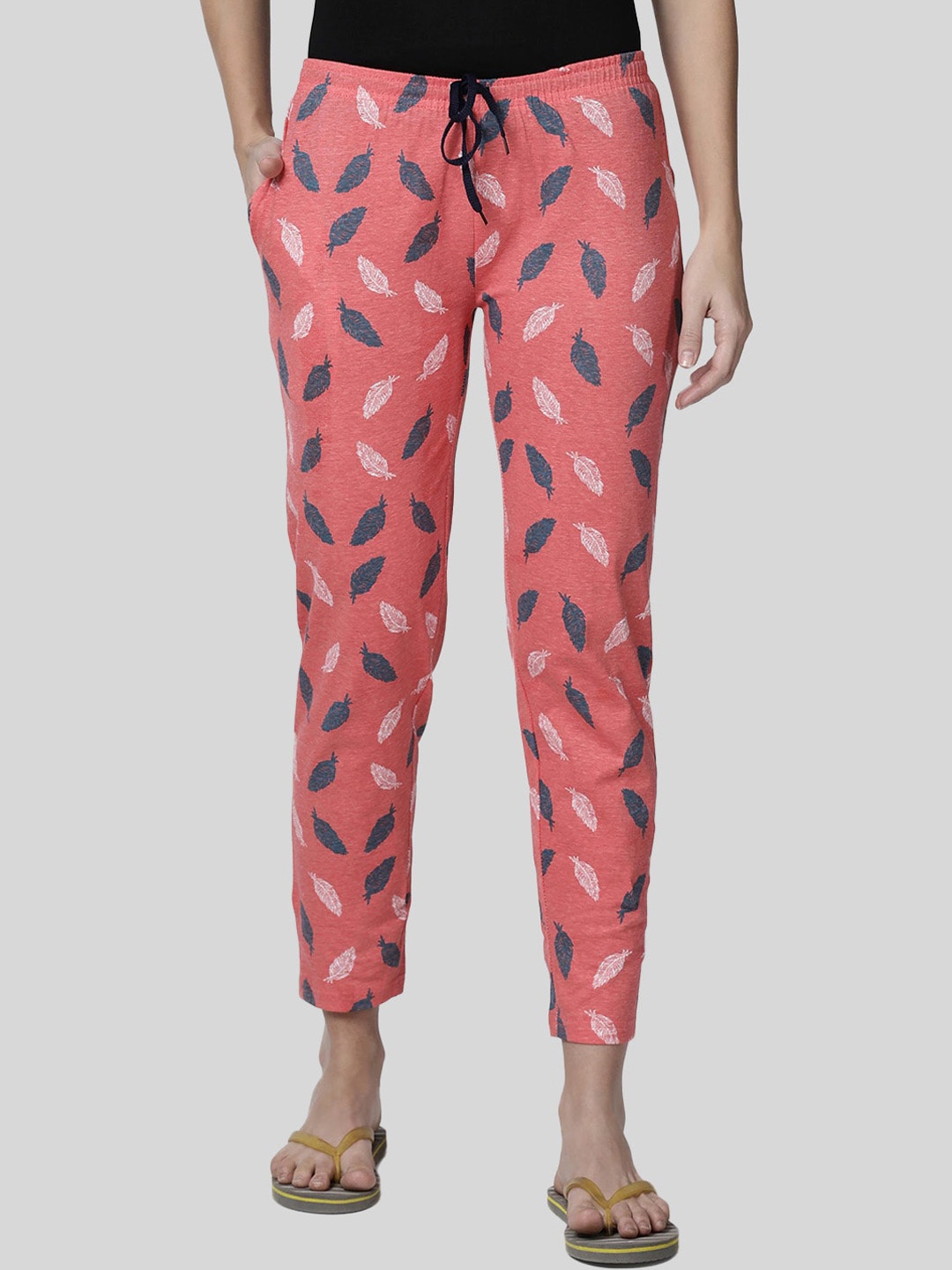 

Kryptic Women Printed Pure Cotton Lounge Pants, Orange
