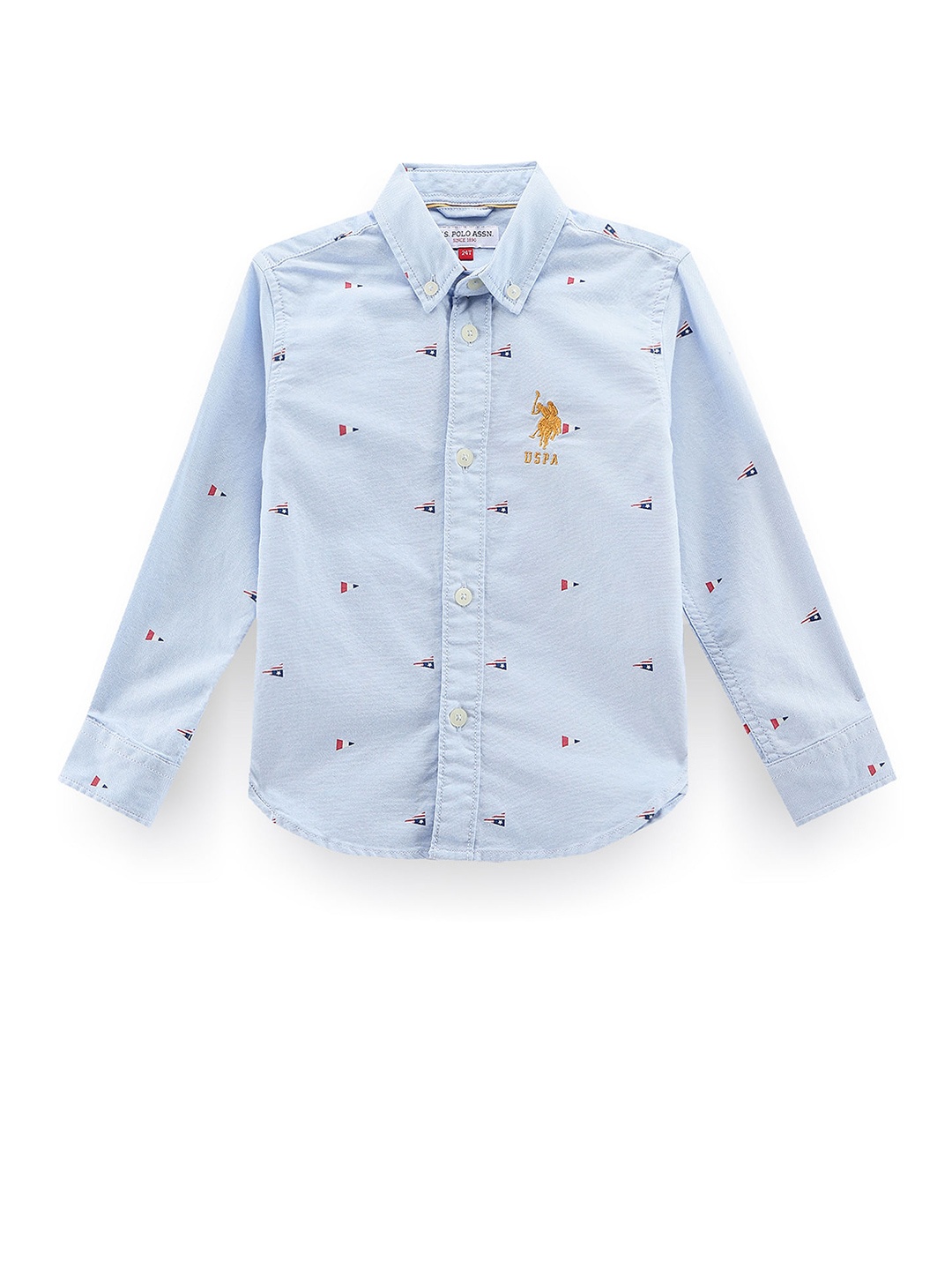 

U.S. Polo Assn. Kids Boys Classic Conversational Printed Pure Cotton Casual Shirt, Blue