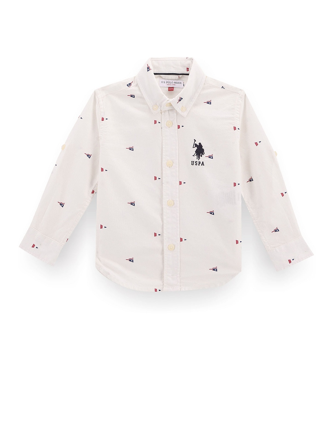 

U.S. Polo Assn. Kids Boys Classic Conversational Printed Pure Cotton Casual Shirt, White