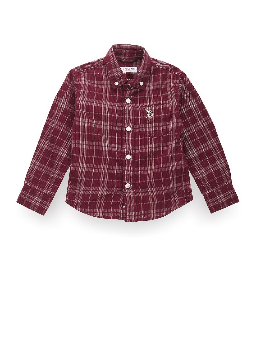 

U.S. Polo Assn. Kids Boys Classic Tartan Checks Opaque Checked Casual Shirt, Red