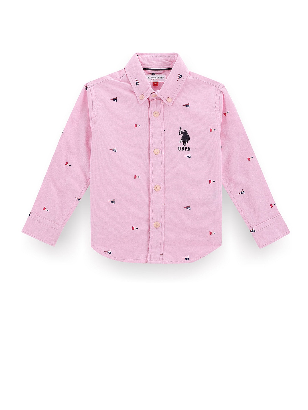 

U.S. Polo Assn. Kids Boys Classic Conversational Printed Pure Cotton Casual Shirt, Pink