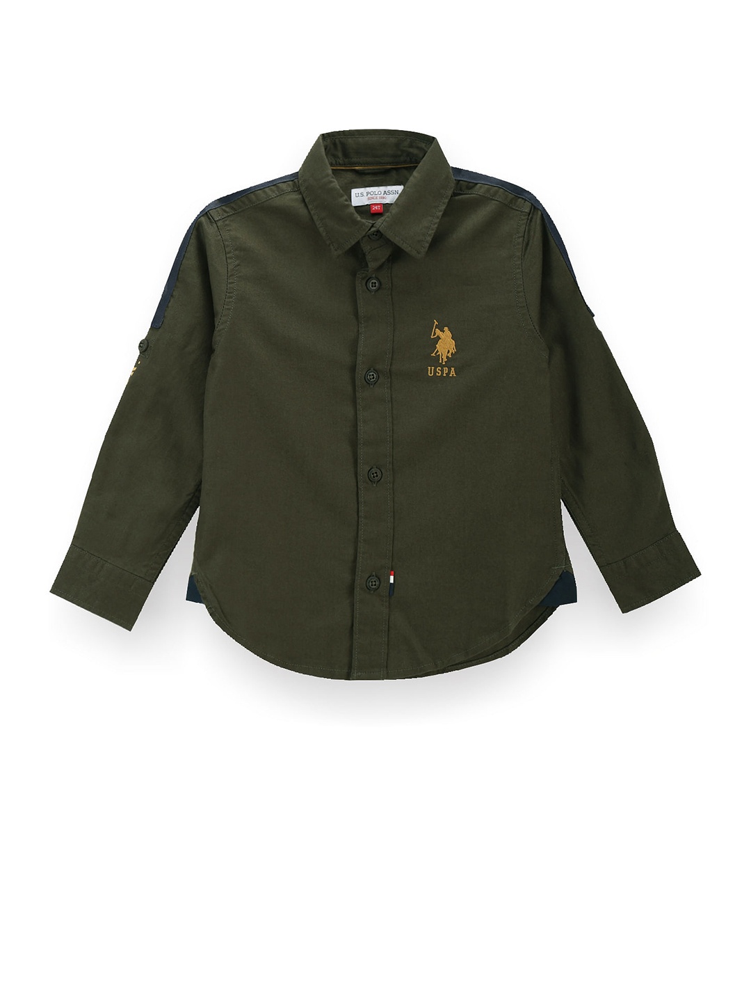

U.S. Polo Assn. Kids Boys Spread Collar Classic Opaque Casual Shirt, Green