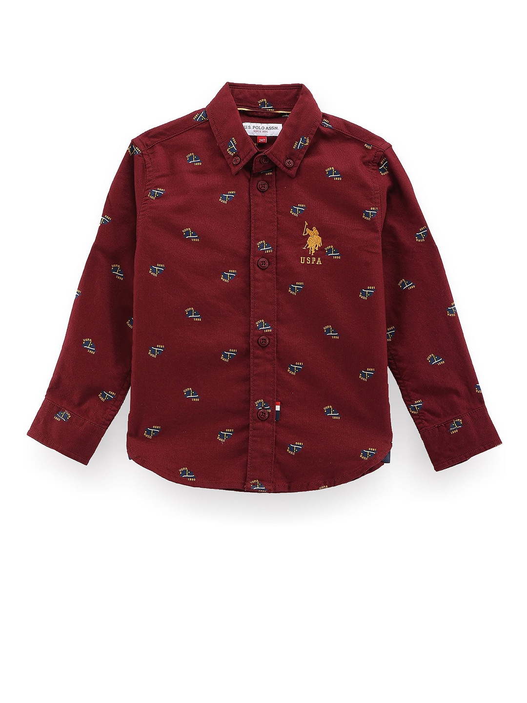 

U.S. Polo Assn. Kids Boys Classic Conversational Opaque Printed Cotton Casual Shirt, Red