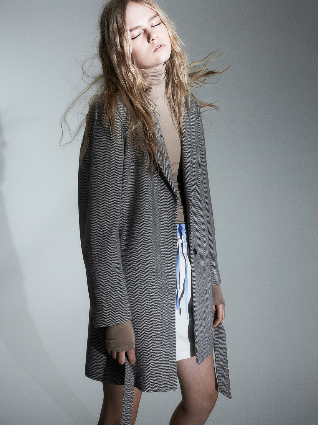 

H&M Tie-Belt Coat, Grey