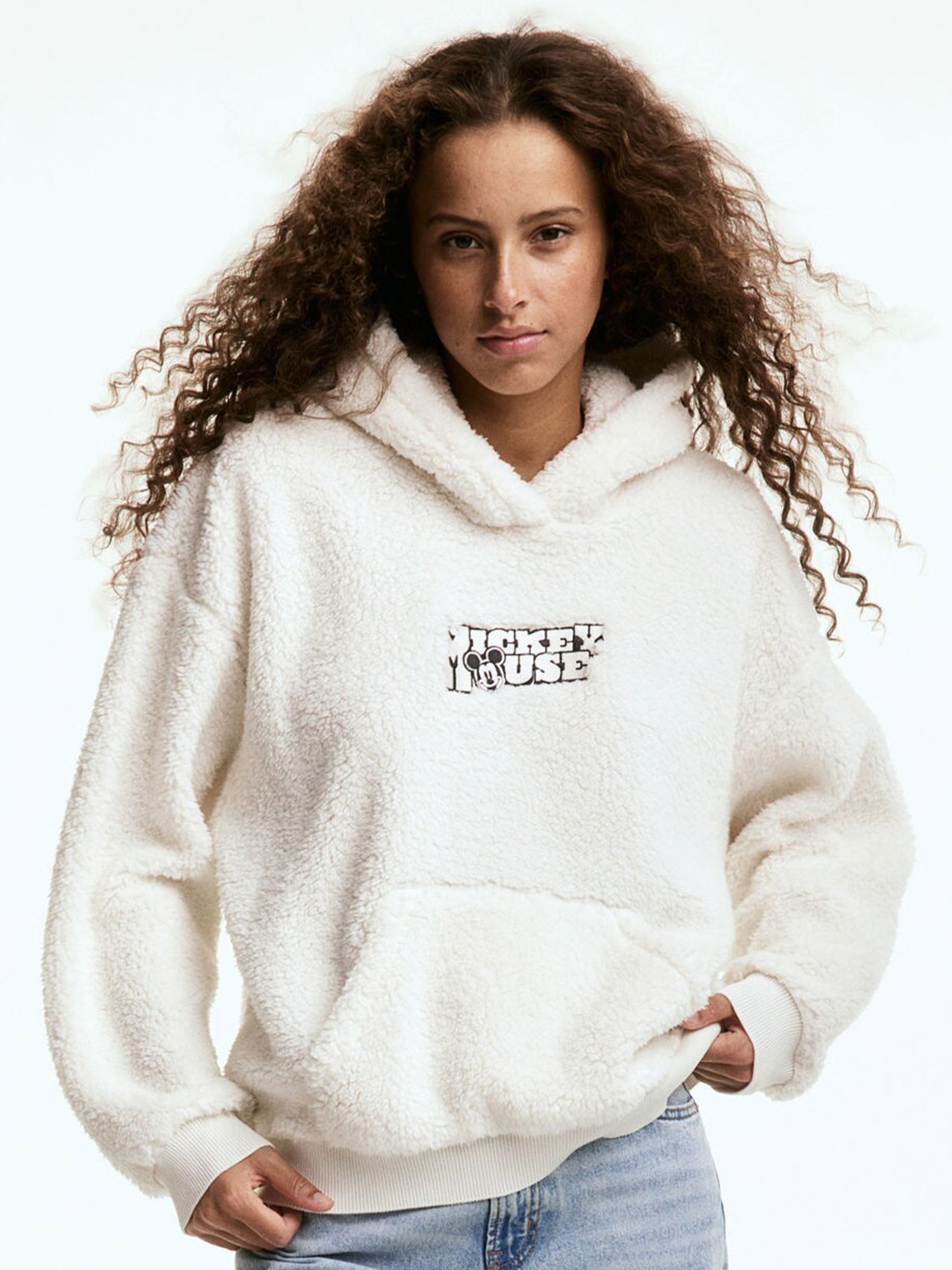

H&M Oversized Motif-Detail Hoodie, White