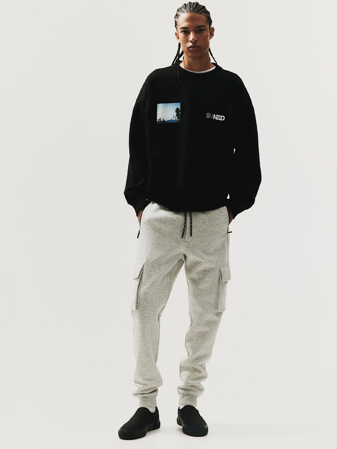 

H&M Oversized Fit Printed Sweatshirt, Black
