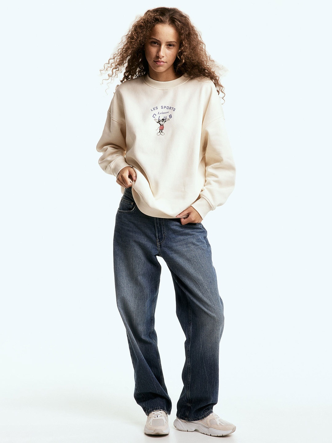 

H&M Oversized Printed Sweatshirt, White