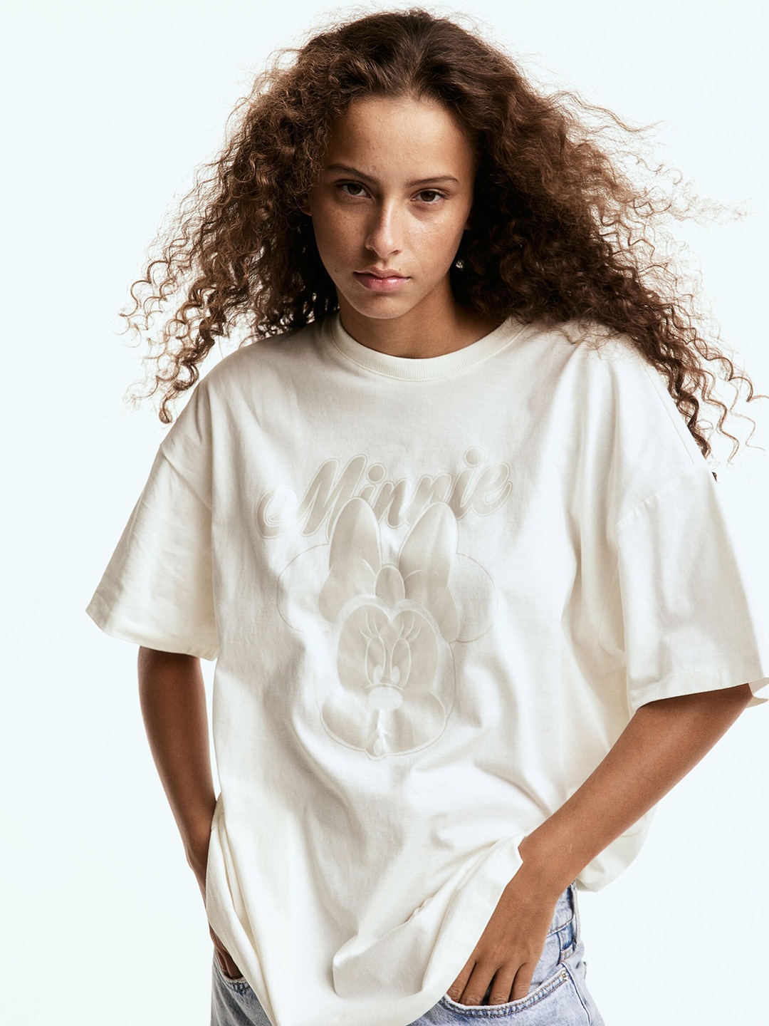 

H&M Pure Cotton Oversized Printed T-Shirt, White