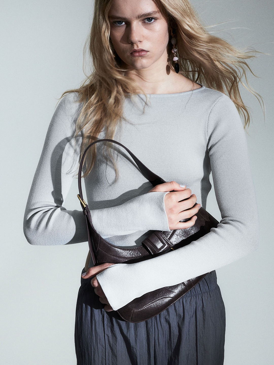 

H&M Open-Backed Knitted Top, Grey
