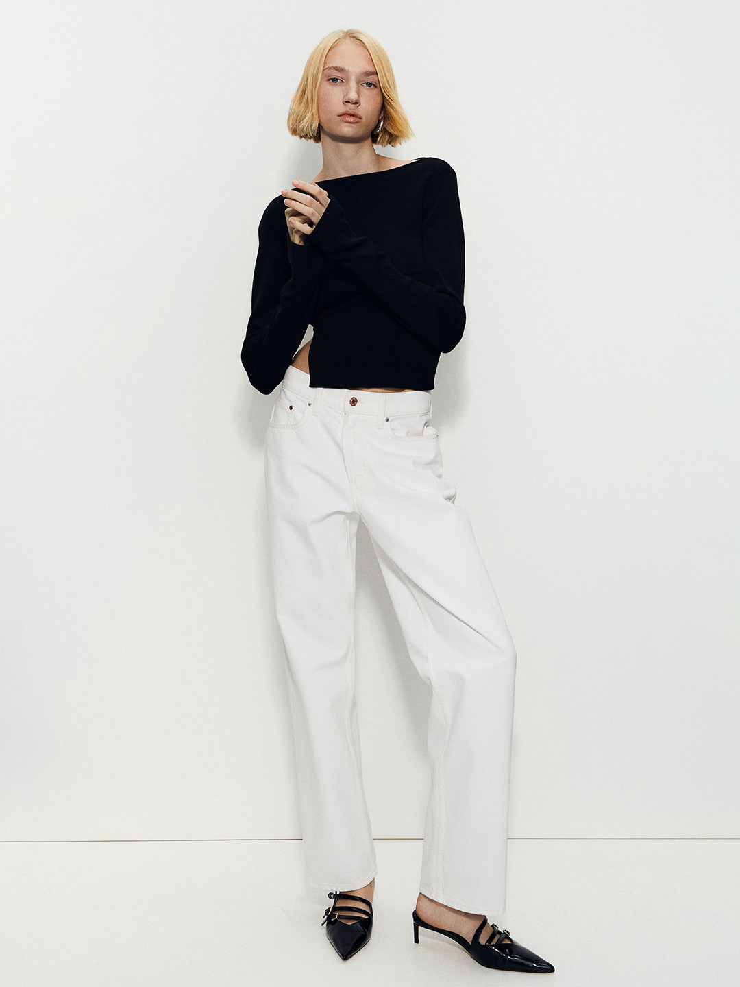 

H&M Open-Backed Knitted Top, Black