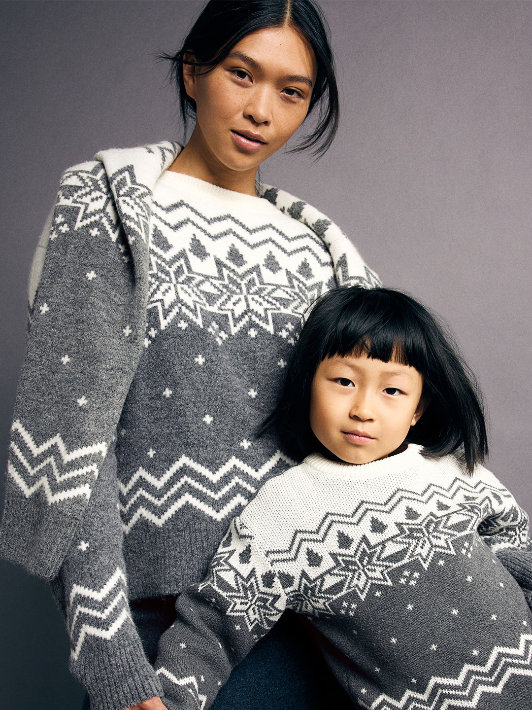 

H&M Girls Pure Cotton Jacquard-Knit Jumper, Grey
